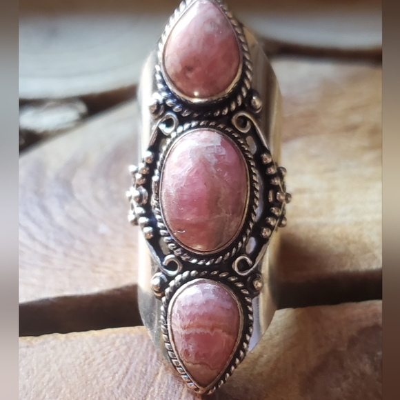 New Rhodochrosite 925 Silver Statement Ring. - Picture 14 of 16